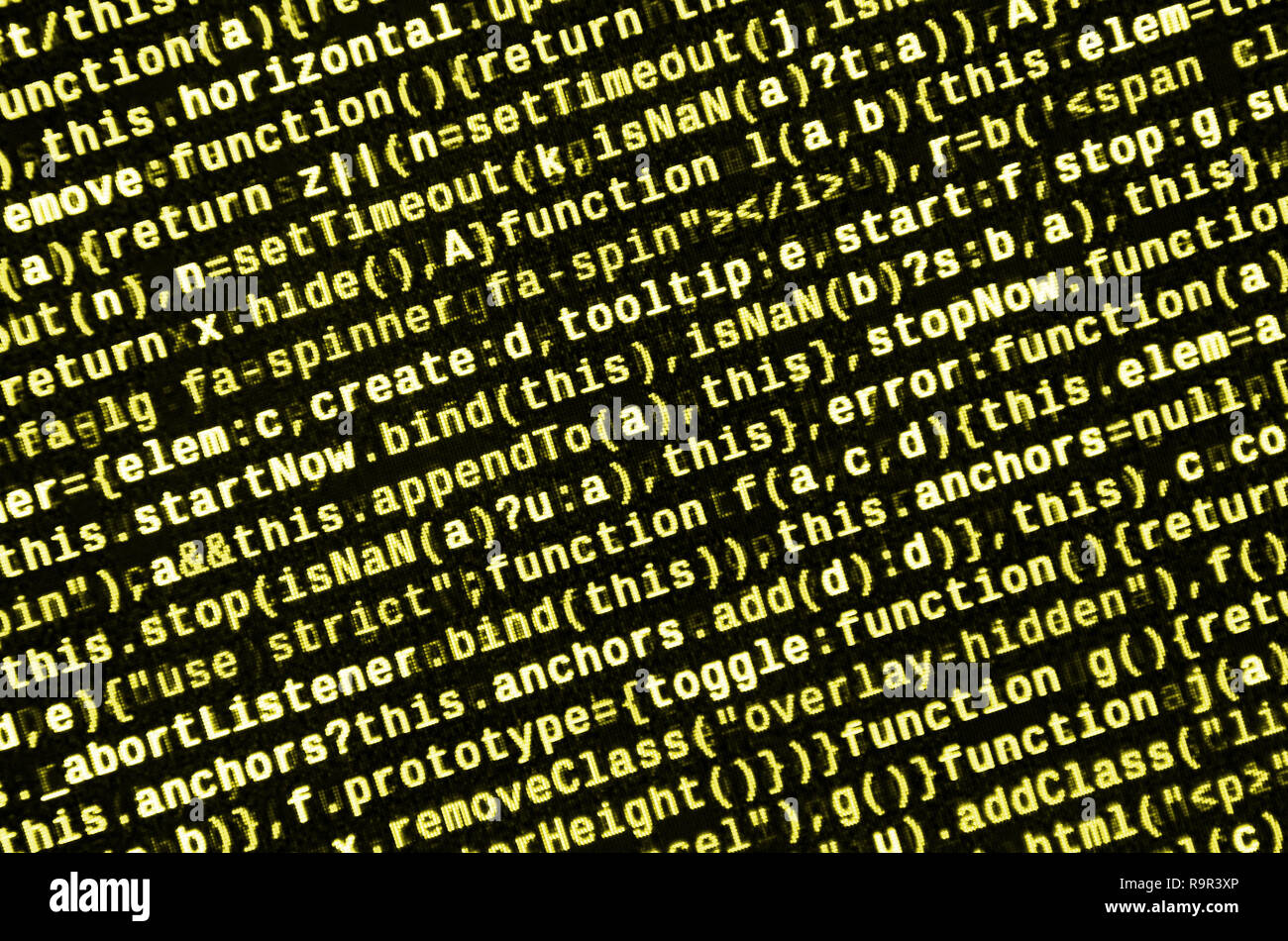 Computer program preview. Programming code typing. Information technology website coding standards for web design Modern tech. CSS, JavaScript and HTM Stock Photo