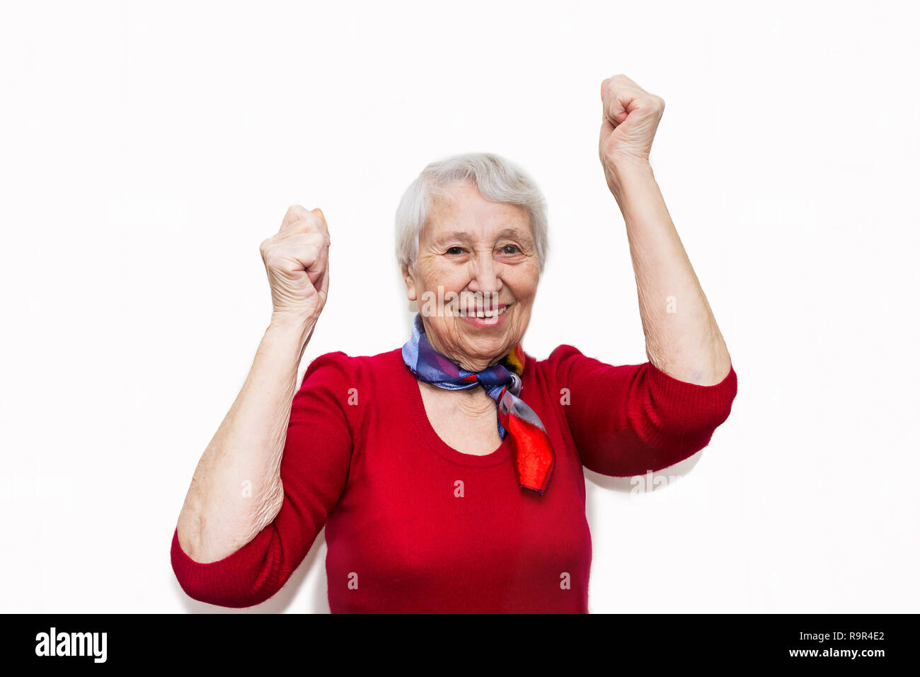 Mature woman fist up isolated hi-res stock photography and images - Alamy