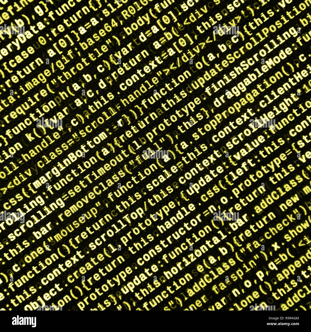 Computer program preview. Programming code typing. Information technology website coding standards for web design Modern tech. CSS, JavaScript and HTM Stock Photo