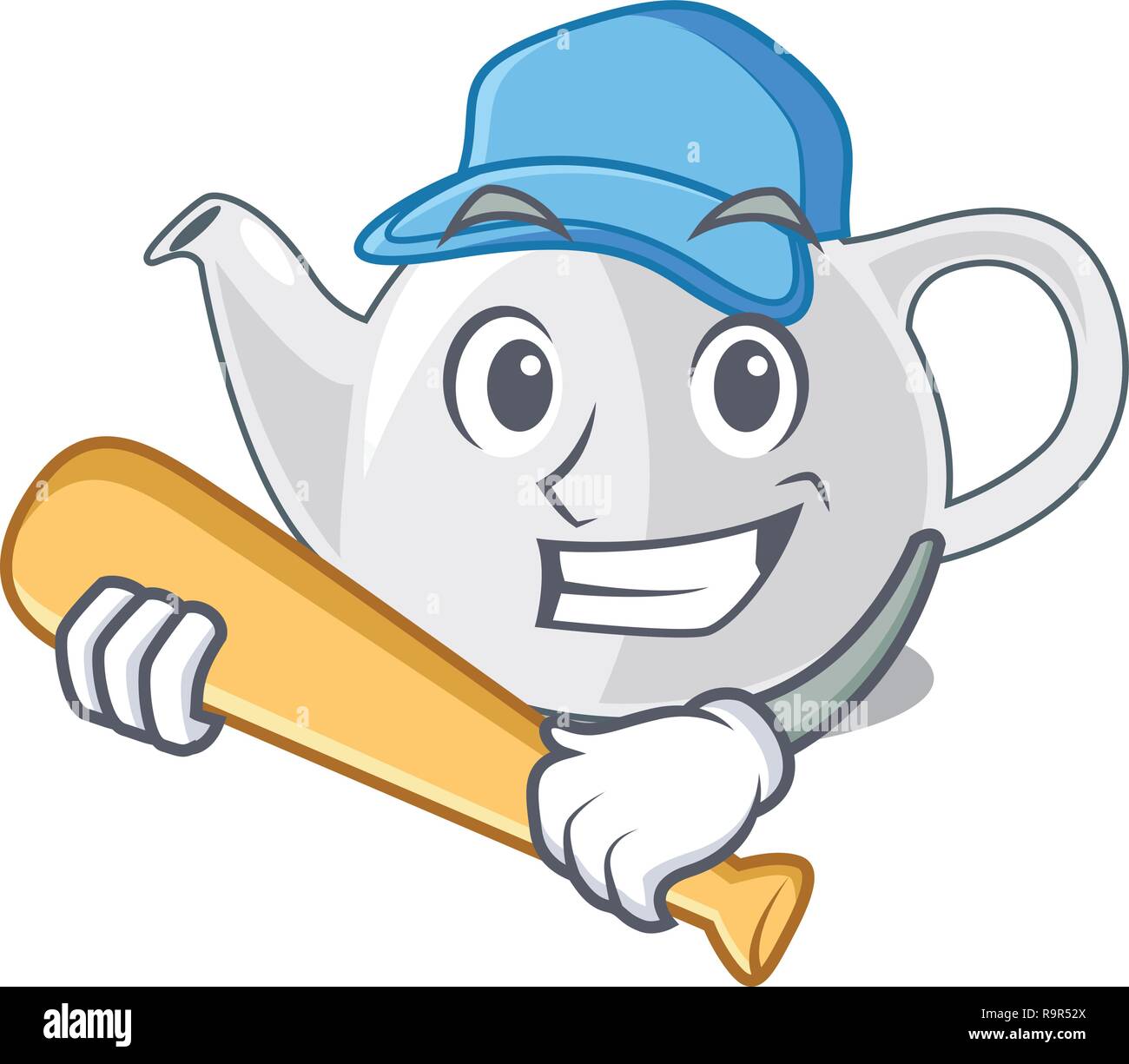 Playing baseball porcelain teapot with a pattern cartoon Stock Vector