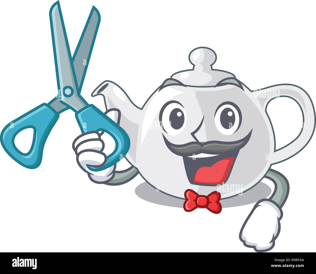 Barber porcelain teapot with a pattern cartoon Stock Vector