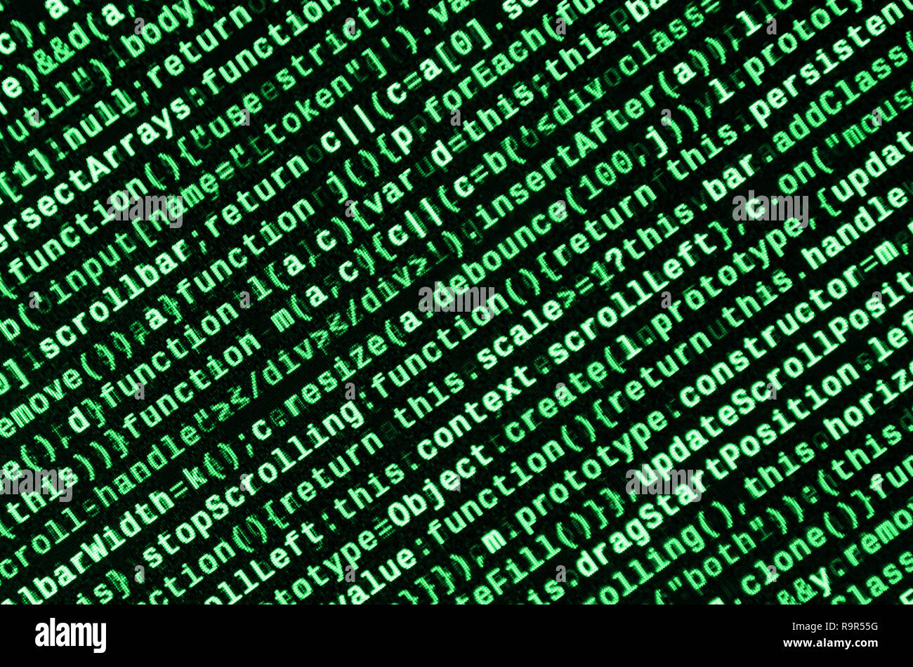 Computer program preview. Programming code typing. Information technology website coding standards for web design Modern tech. CSS, JavaScript and HTM Stock Photo