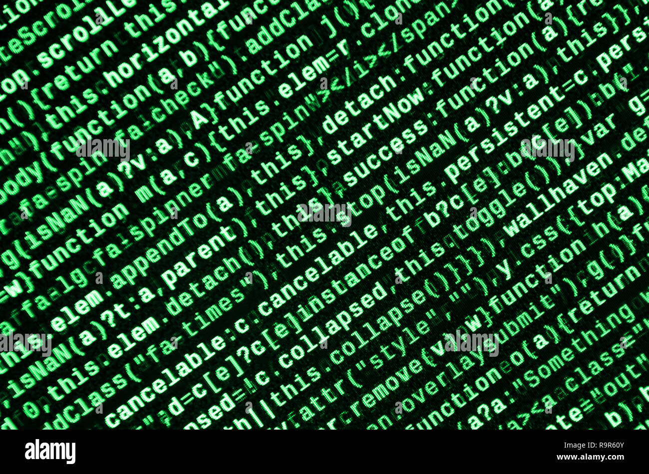 Computer program preview. Programming code typing. Information technology website coding standards for web design Modern tech. CSS, JavaScript and HTM Stock Photo