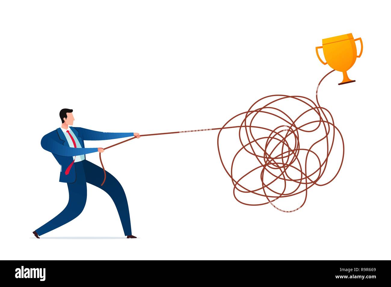 Businessman untangle the rope to find a solution. Business concept ...