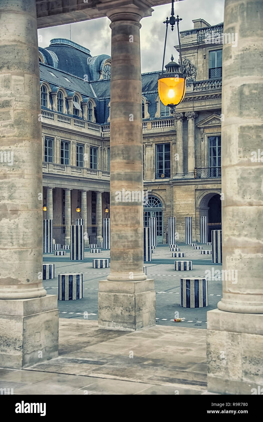 Palais Royal courtyard in Paris, France Stock Photo
