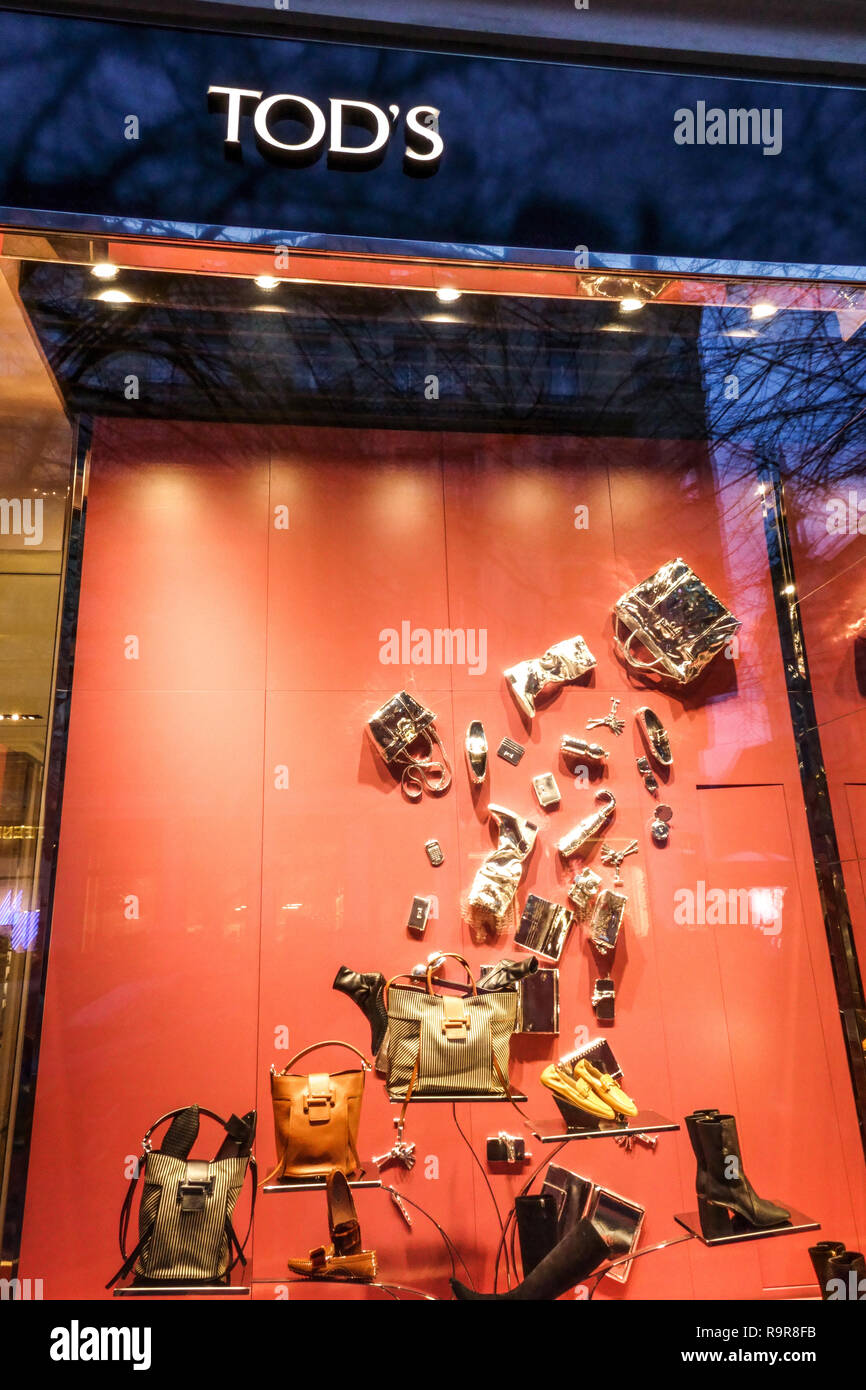 Tod's store, Shop window display, Prague Czech Reepublic Stock Photo