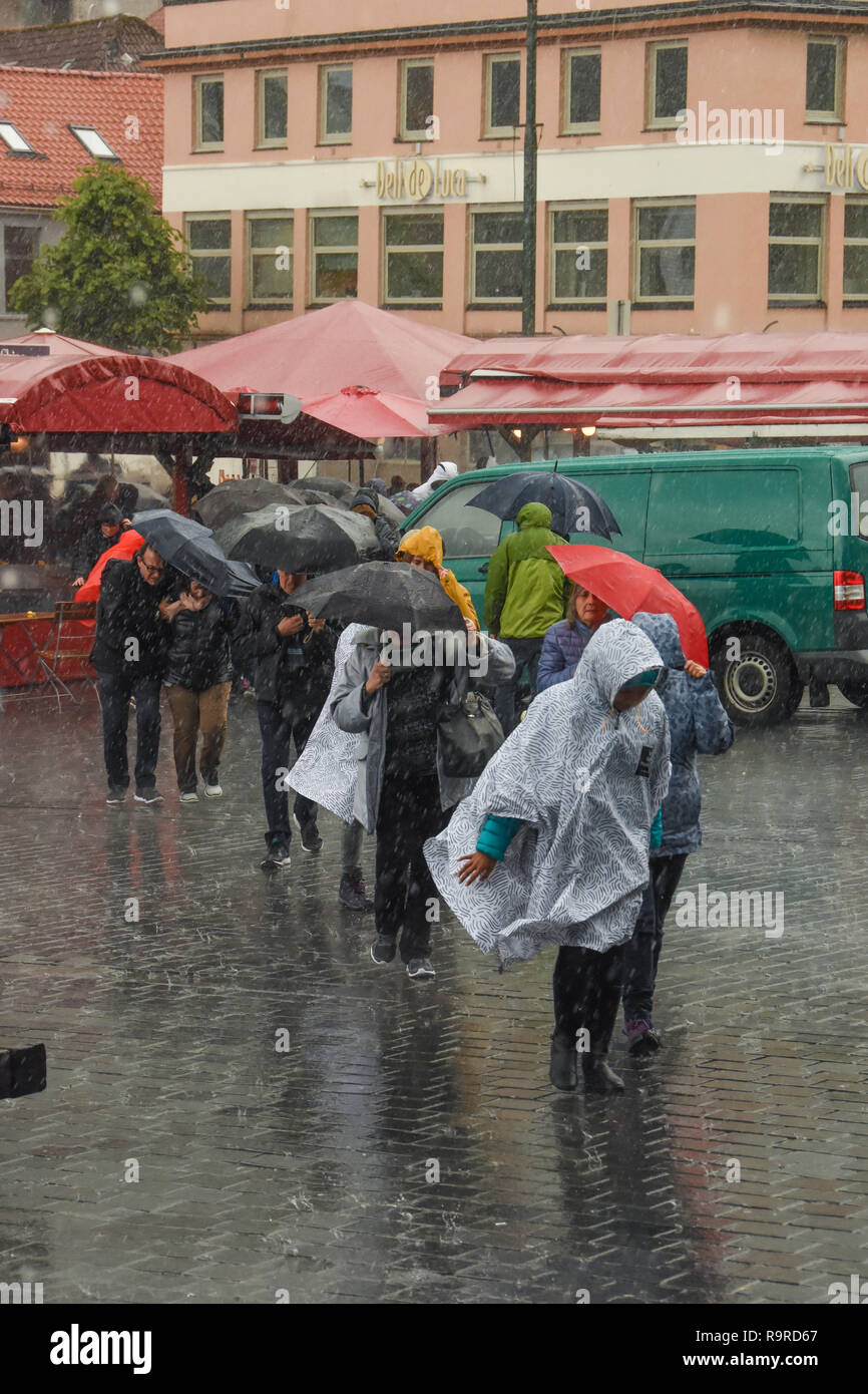 People in a rain storm,Bergen, Norway Stock Photo Alamy