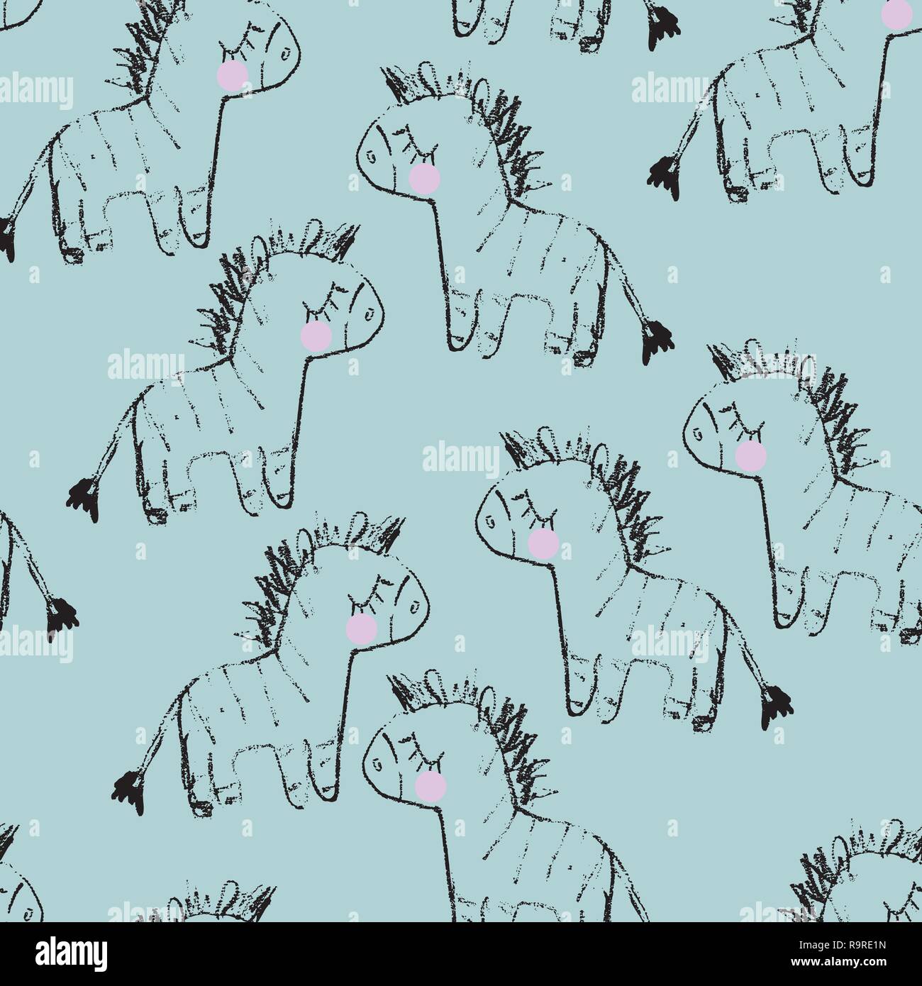 Cute hand drawn funny zebra Seamless pattern. Vector ill Stock Vector ...