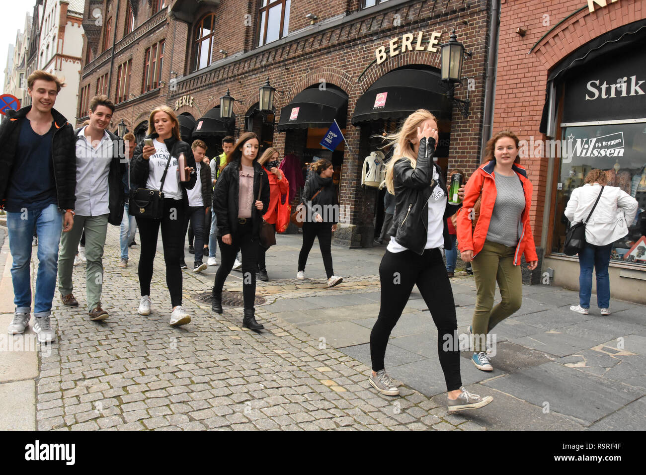 Young people walk in Bergen, Norway Stock Photo - Alamy
