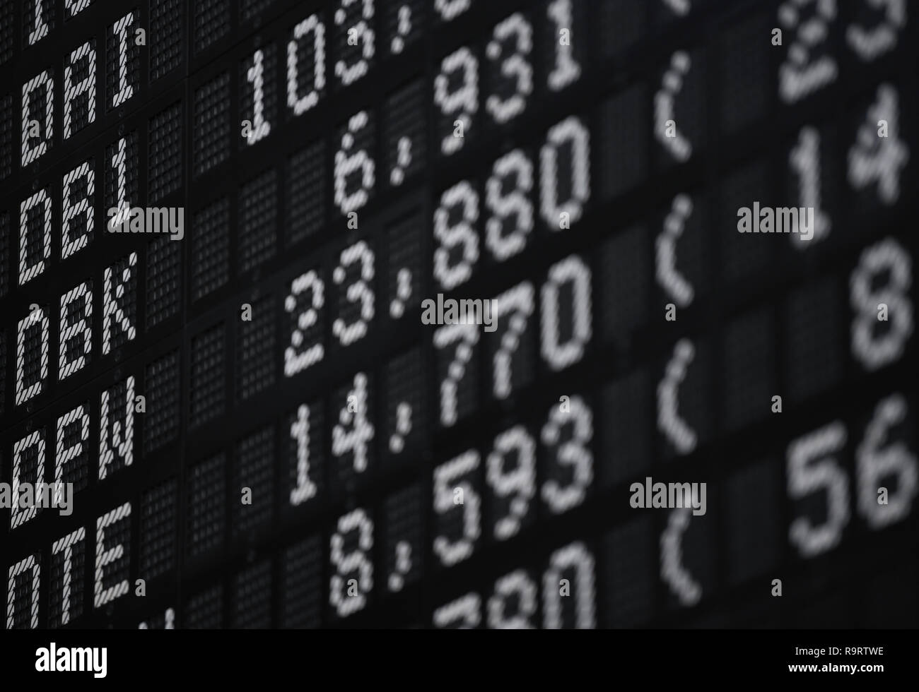 Frankfurt, Germany. 28th Dec, 2018. The Deutsche Bank (DBK) share is listed on the 30 Dax scoreboard in the trading room of the Frankfurt Stock Exchange at 6.931 euros. After the losses on the previous day, share prices rose again on the last trading day of the year. Overall, the German share index (DAX) has lost almost 20 percent since the beginning of the year. Photo: Arne Dedert/dpa Credit: dpa picture alliance/Alamy Live News Stock Photo