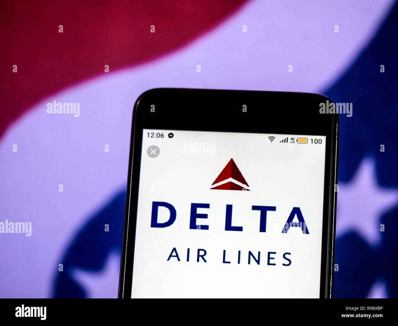 December 14, 2018 - Kiev, Ukraine - Delta Air Lines  logo seen displayed on a smart phone. (Credit Image: © Igor Golovniov/SOPA Images via ZUMA Wire) Stock Photo