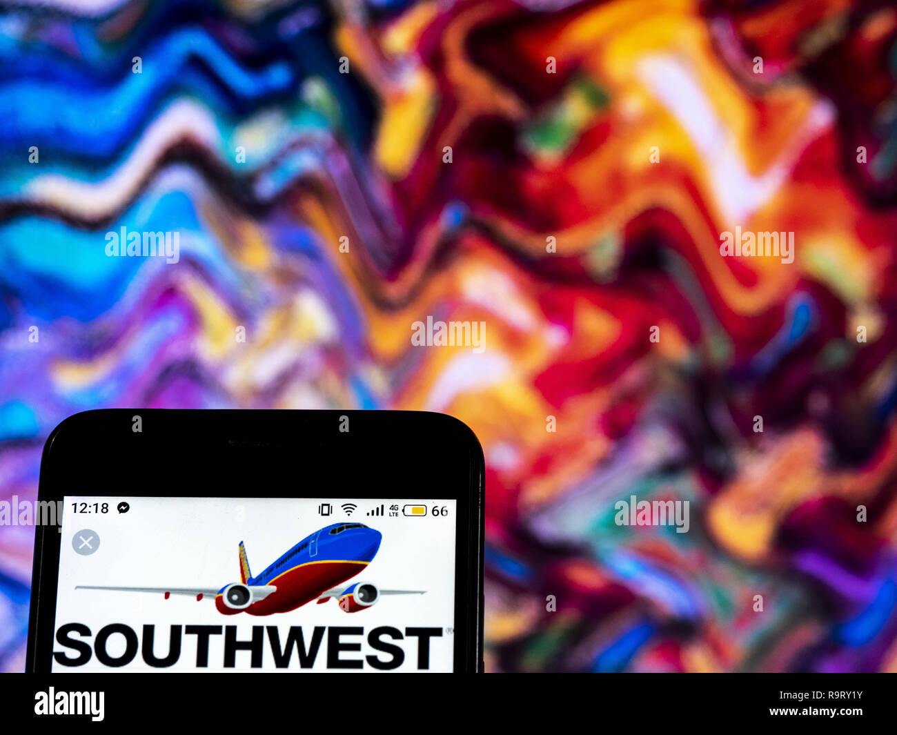 December 17, 2018 - Kiev, Ukraine - Southwest Airlines logo seen displayed on a smart phone. (Credit Image: © Igor Golovniov/SOPA Images via ZUMA Wire) Stock Photo