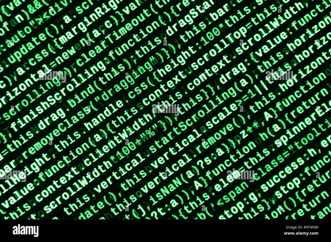 Computer program preview. Programming code typing. Information technology website coding standards for web design Modern tech. CSS, JavaScript and HTM Stock Photo