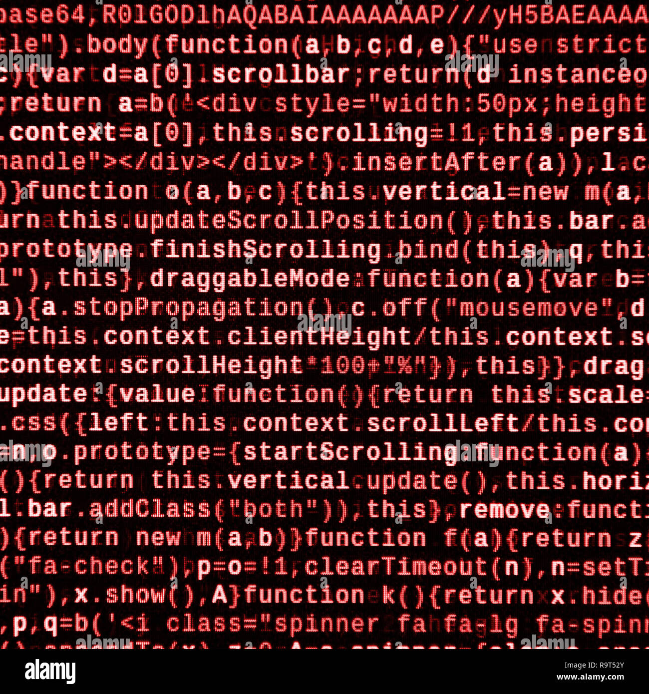 Writing programming code on laptop. Digital binary data on computer screen. Project managers work new idea. Software engineer at work. Software abstra Stock Photo