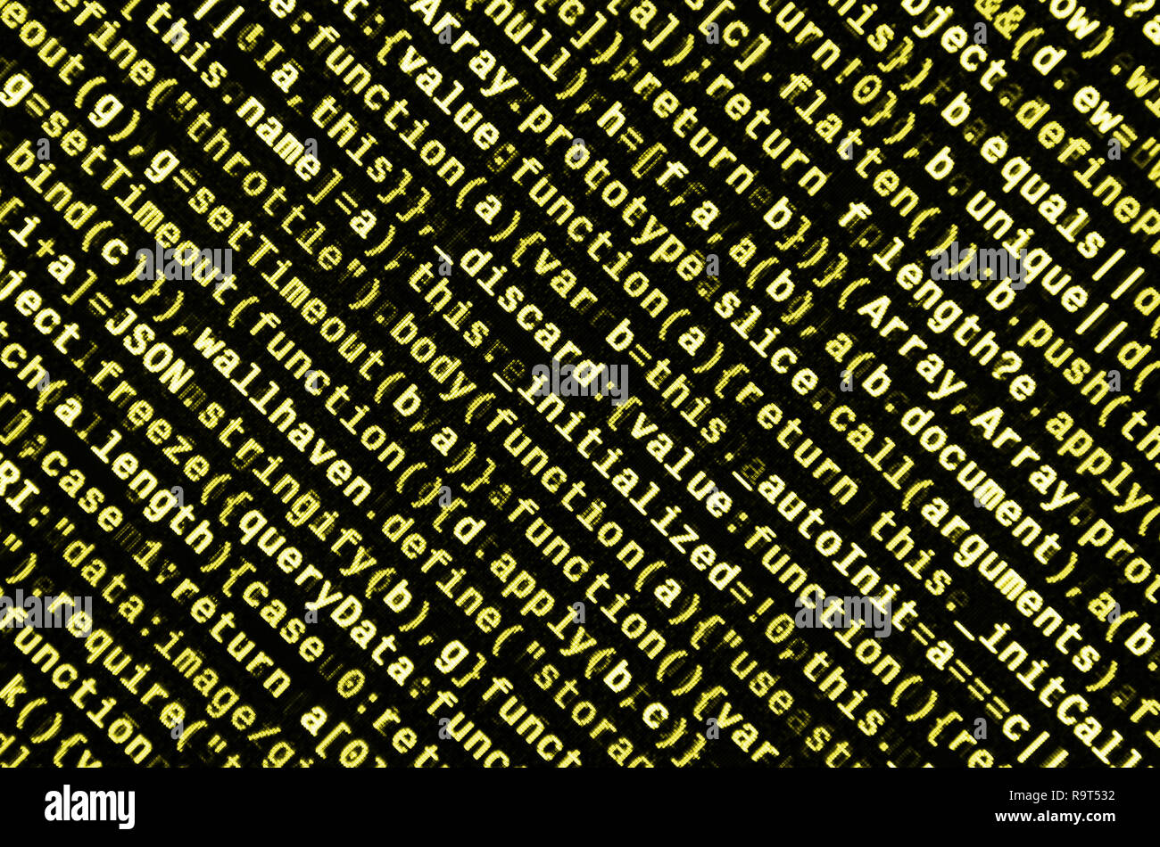 Computer program preview. Programming code typing. Information technology website coding standards for web design Modern tech. CSS, JavaScript and HTM Stock Photo