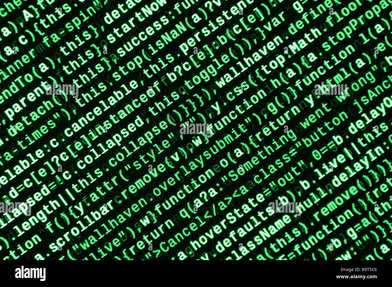 Computer program preview. Programming code typing. Information technology website coding standards for web design Modern tech. CSS, JavaScript and HTM Stock Photo