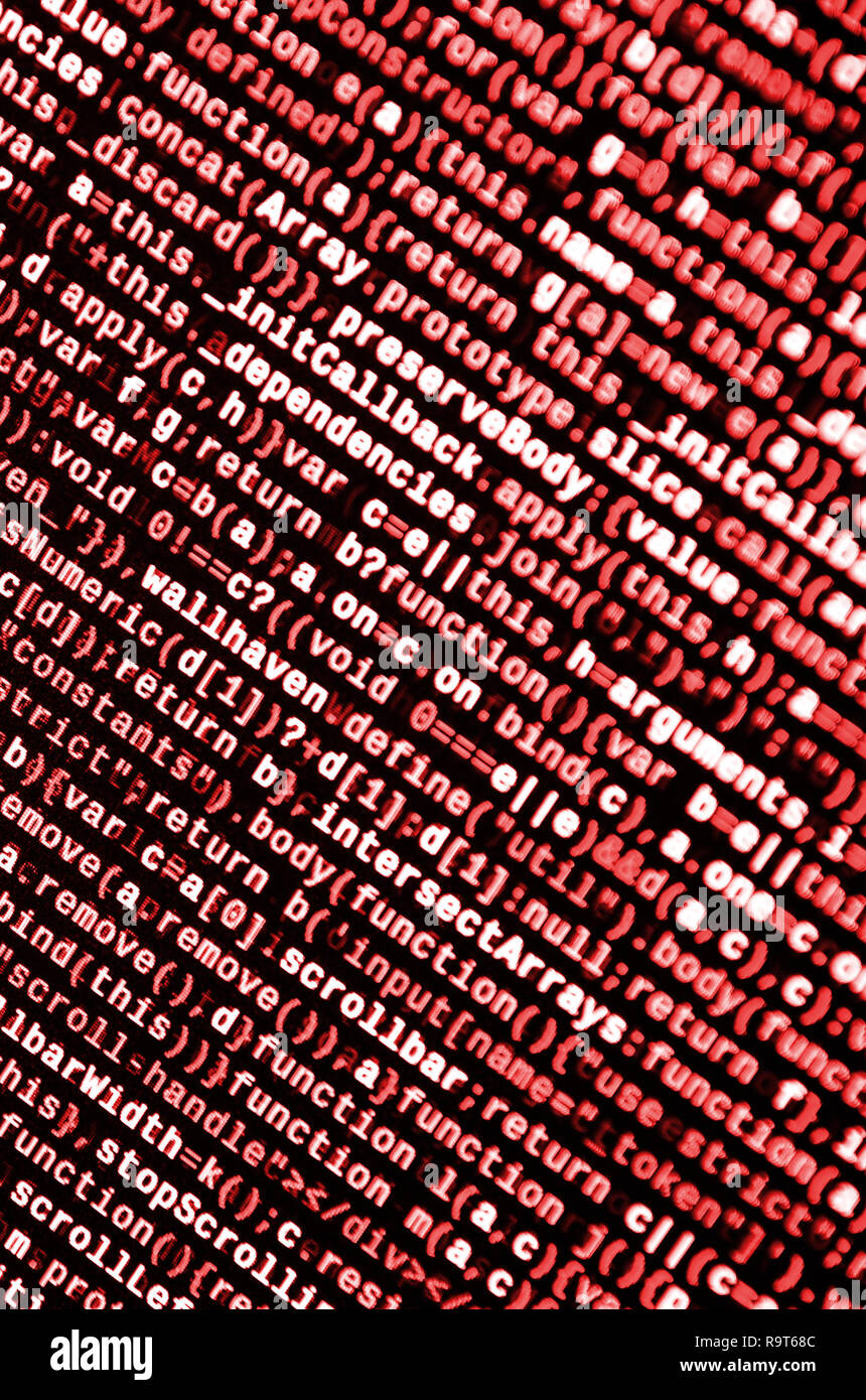 Computer program preview. Programming code typing. Information technology website coding standards for web design Modern tech. CSS, JavaScript and HTM Stock Photo