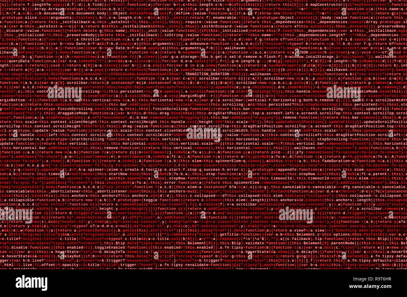 Javascript functions, variables, objects. Monitor closeup of function source code. IT specialist workplace. Big data and Internet of things trend. HTM Stock Photo