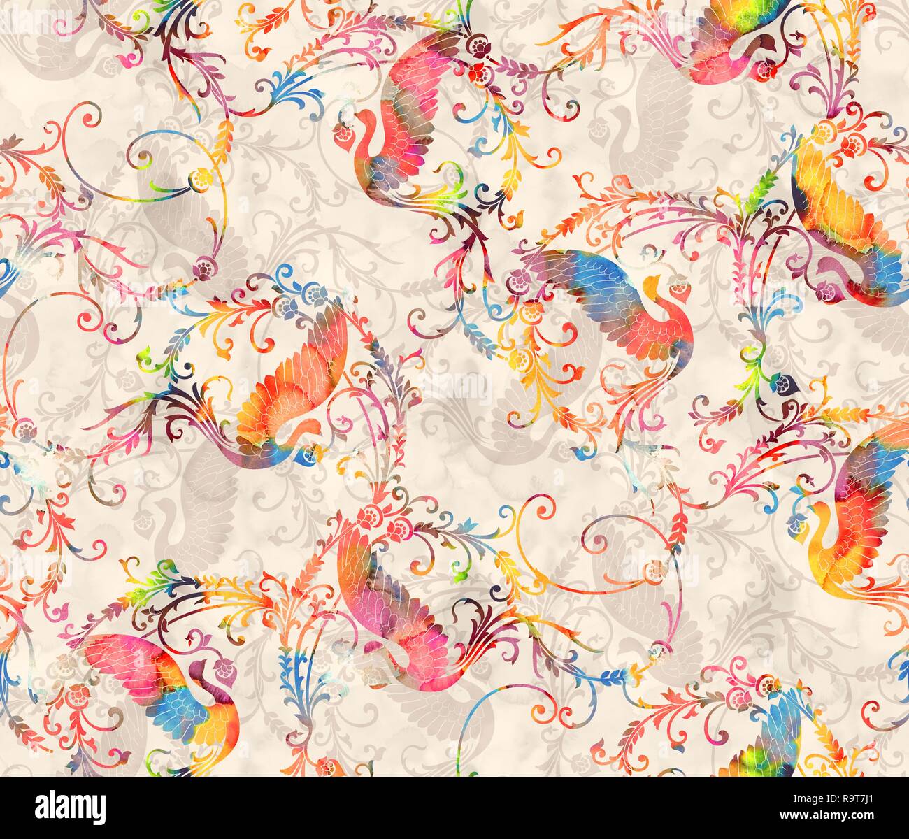 Seamless Vintage Allover Pattern Background Stock Photo