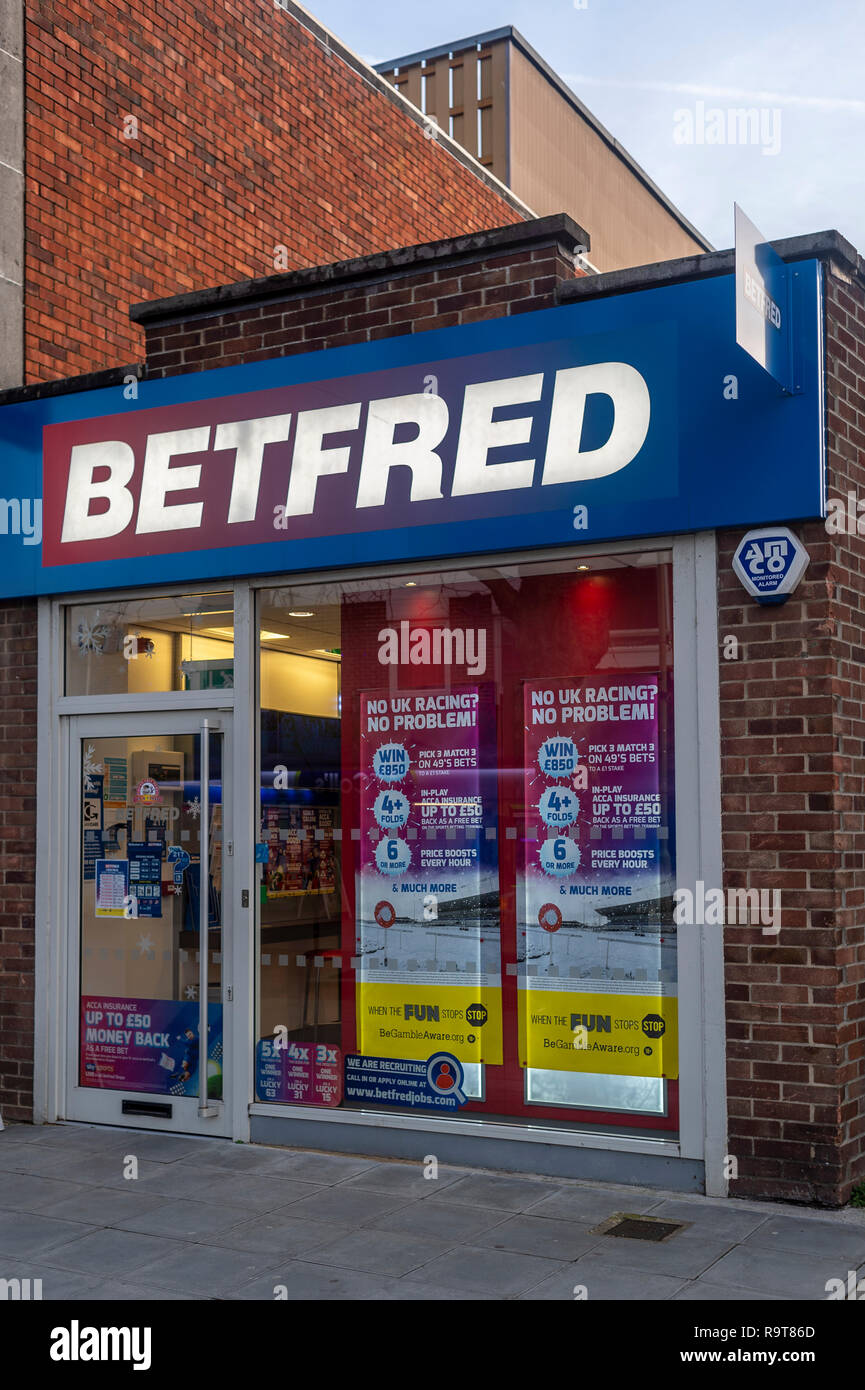 Betfred betting shop exterior in Portchester high street. Stock Photo