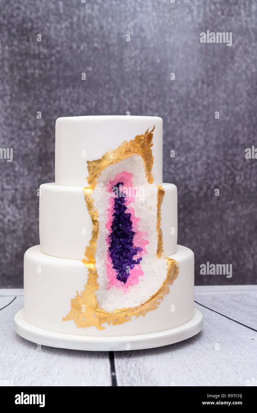 Homemade geode Wedding cake Stock Photo Alamy