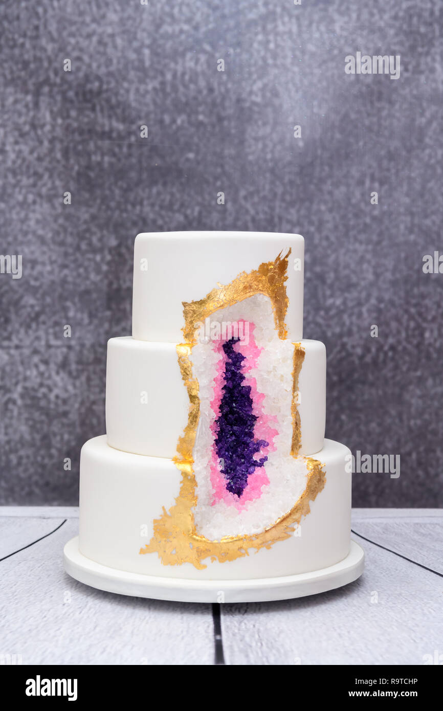 Homemade geode Wedding cake Stock Photo