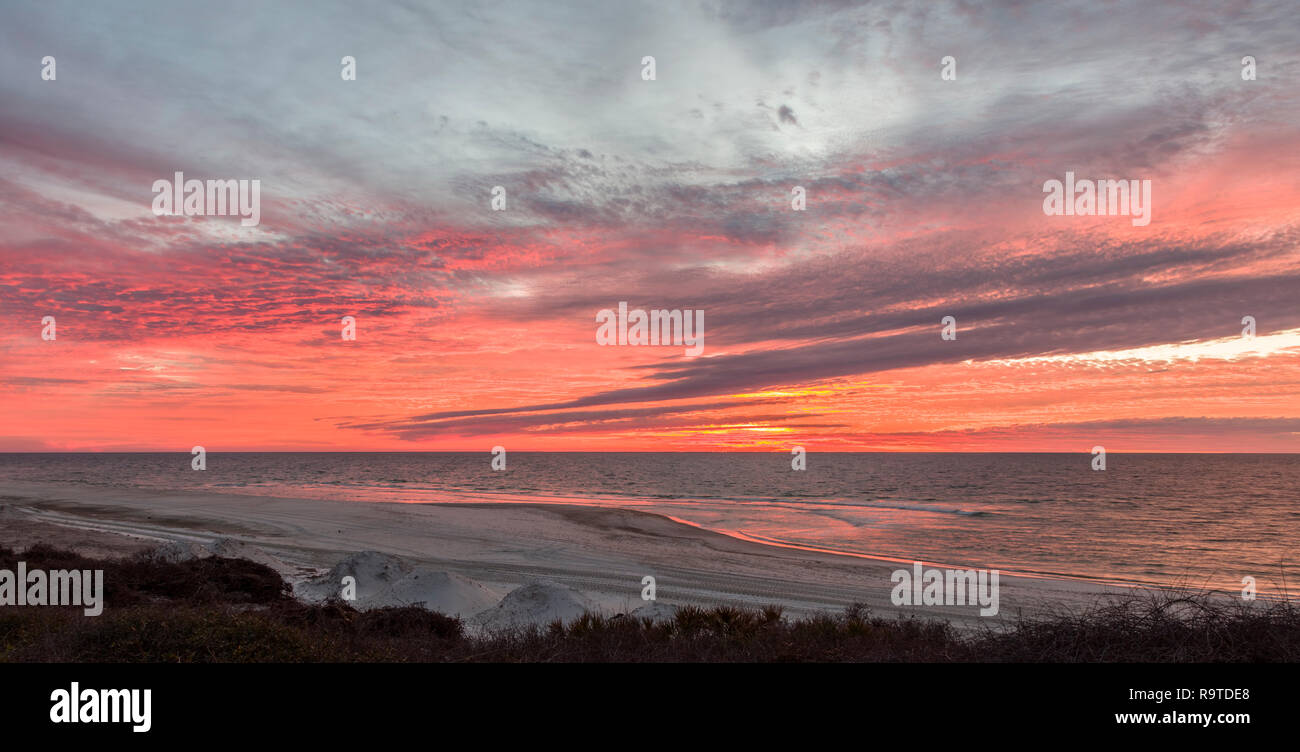 Sunrise over Gulf of Mexico on St Island in the panhandle or