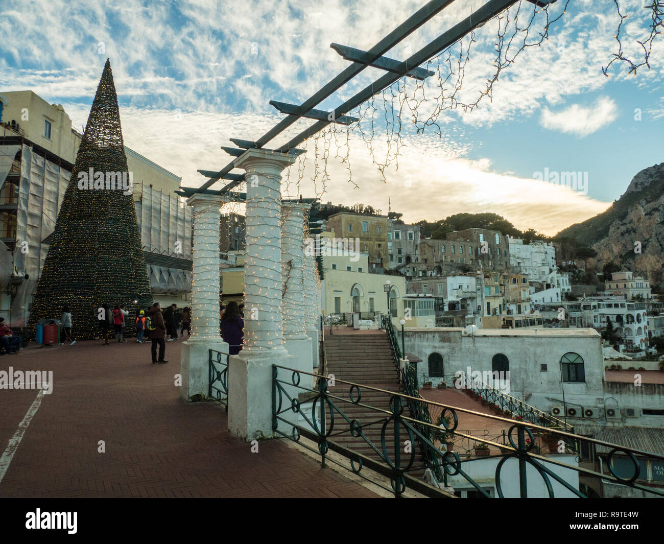 Capri town at Christmas time on the Island of Capri in the region of Campania, Italy Stock Photo