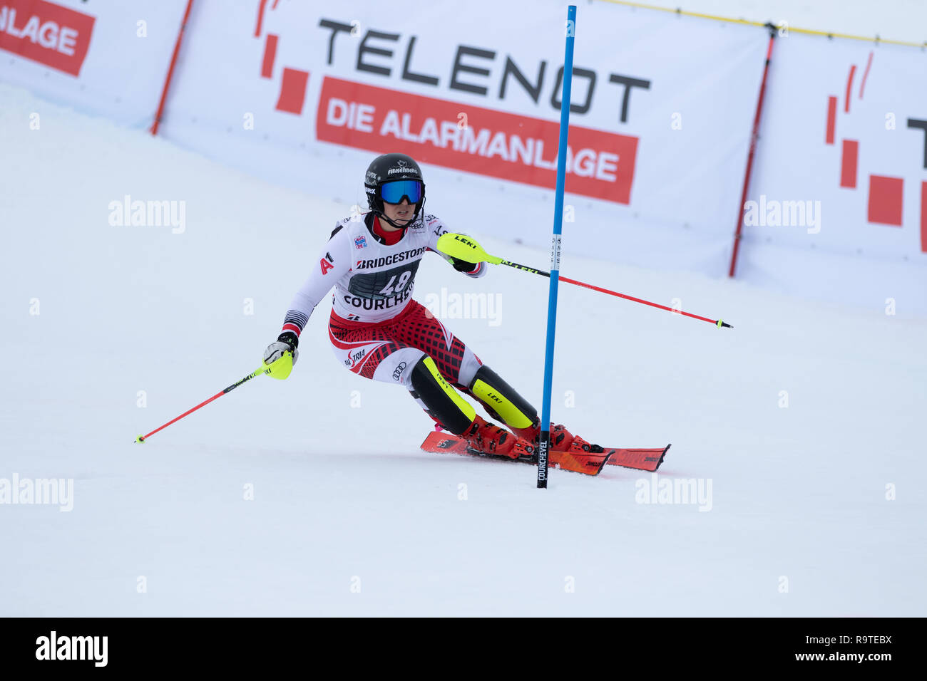 Ladies Alpine Skiing Ski World Cup 2018 Courchevel Women's Slalom wintersports alpine Stock Photo