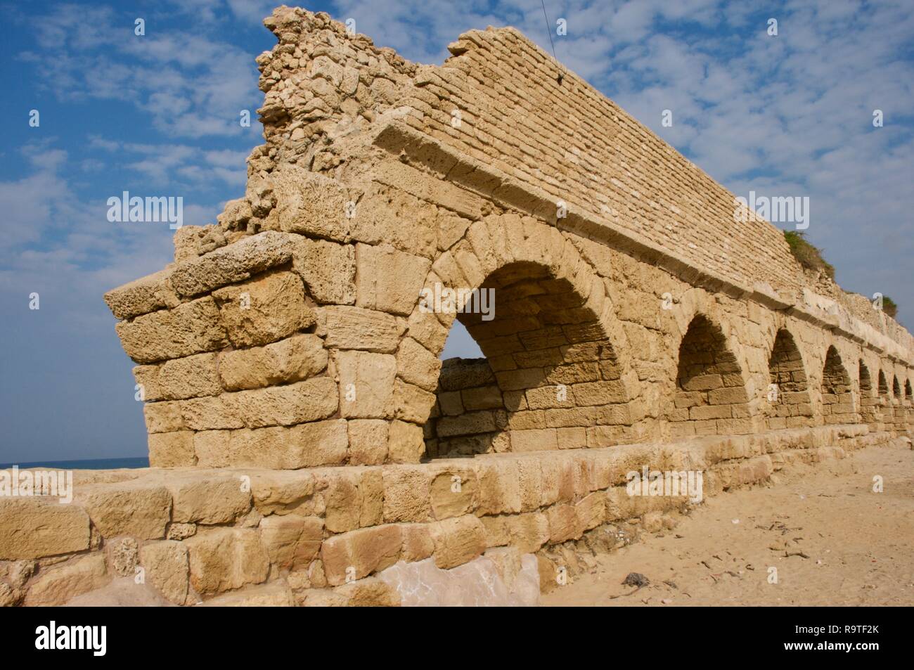 Ancient Aqueduct Caesarea, Israel Stock Photo