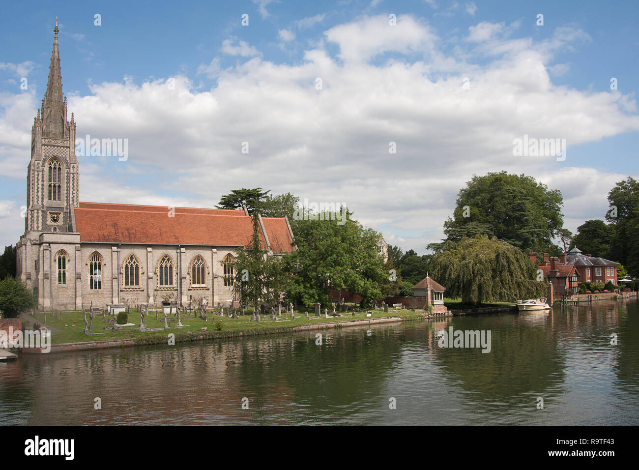All Saints Church on the River Thames Marlow, Buckinghamshire, England Stock Photo