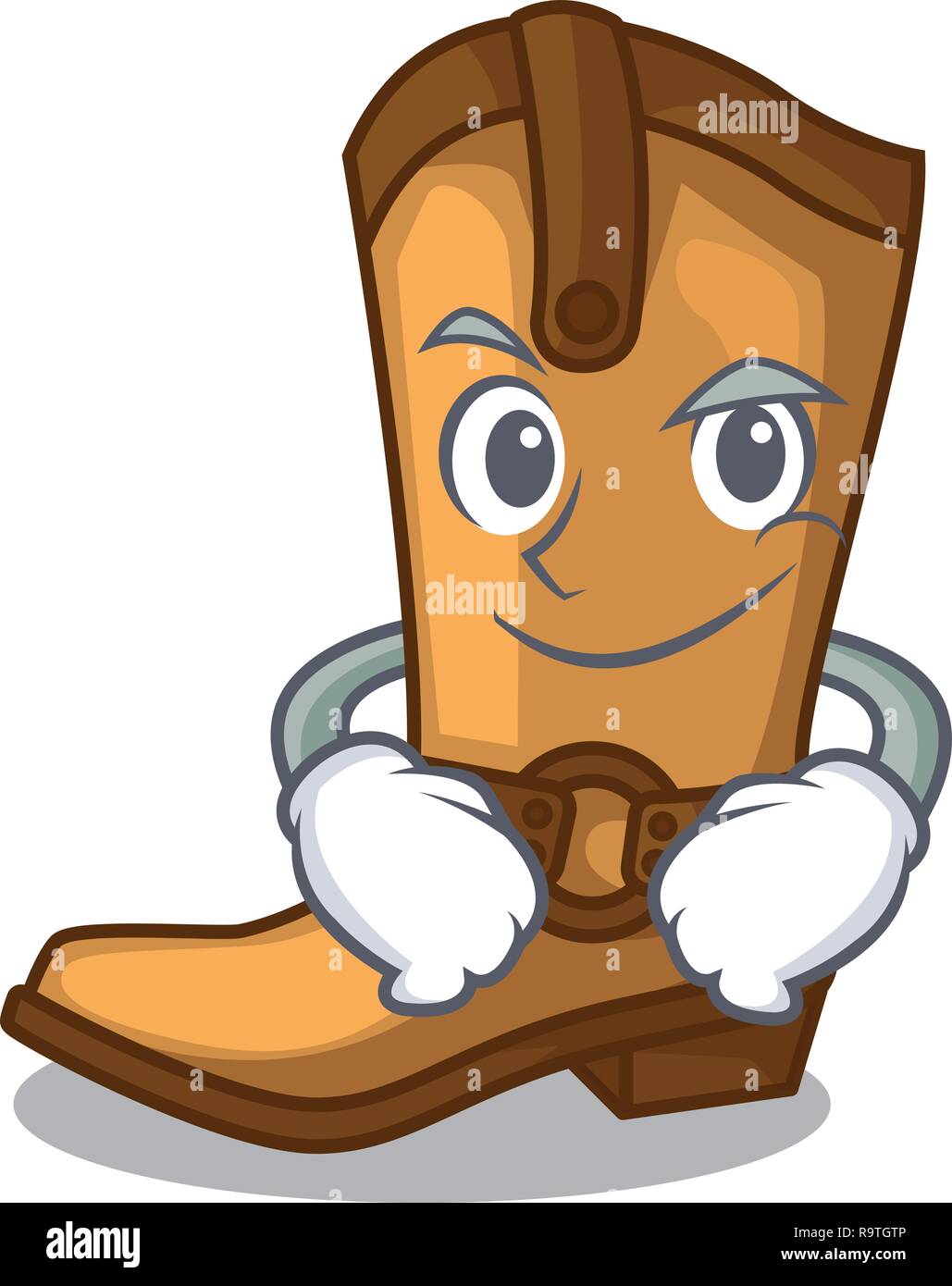Smirking cowboy boots isolated in the mascot Stock Vector