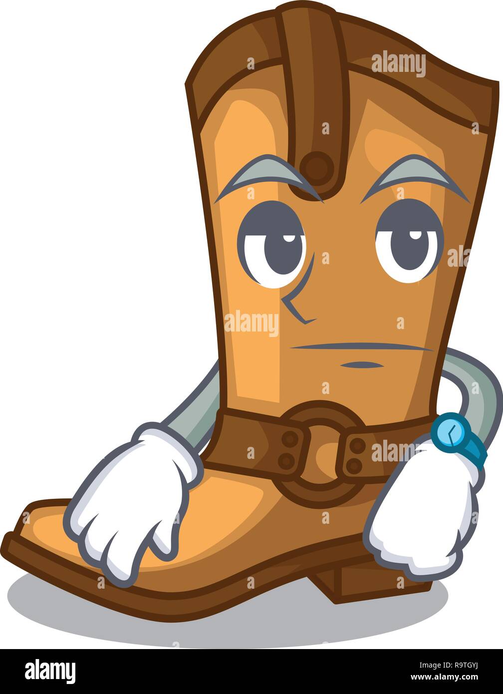Waiting leather cowboy boots shape cartoon funny Stock Vector Image