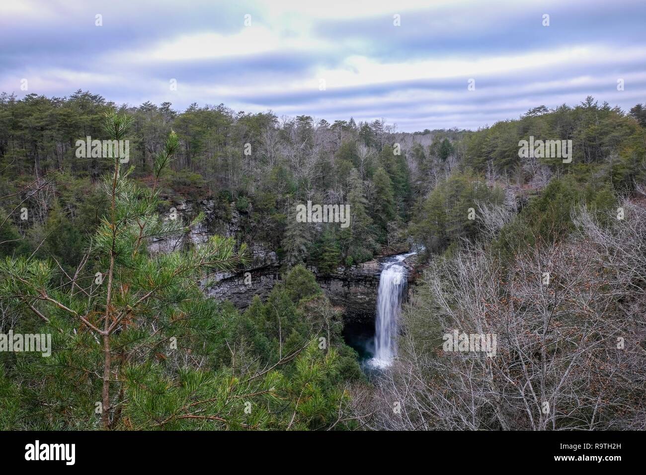 Foster Falls as seen from a ridge along the Fiery Gizzard Trail in the 