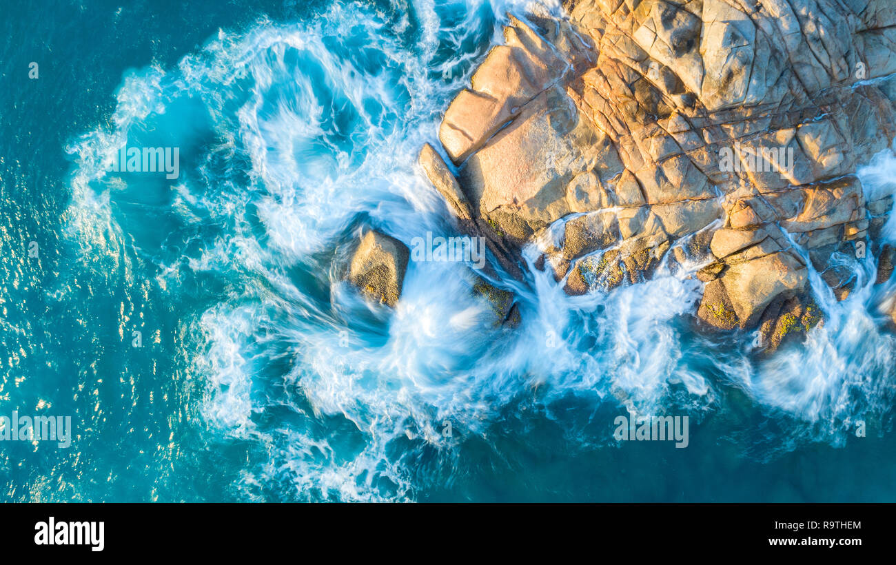 Tropical Seychelles aerial of island in sea. vacation concept. Stock Photo
