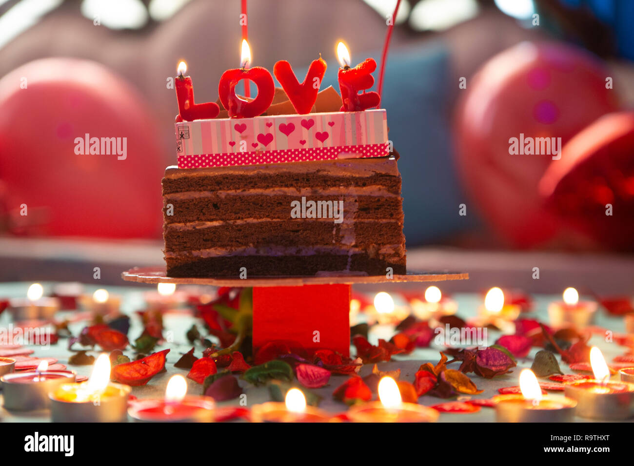 Romantic wedding anniversay Decoration Ideas Stock Photo
