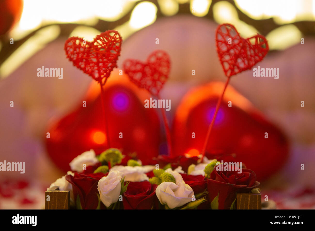 Romantic wedding anniversay Decoration Stock Photo