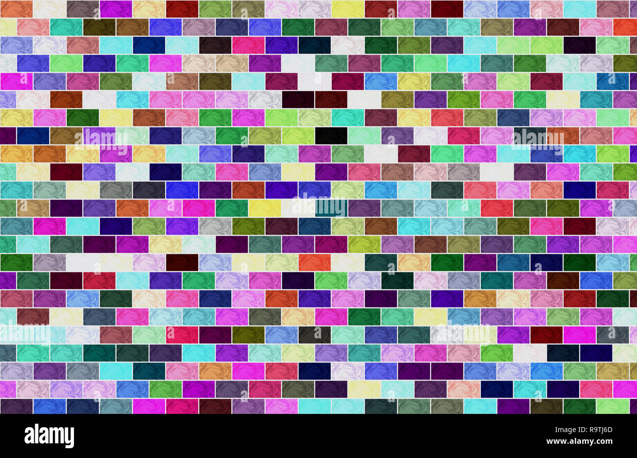 brick texture wall for background multicolor vertical Stock Photo