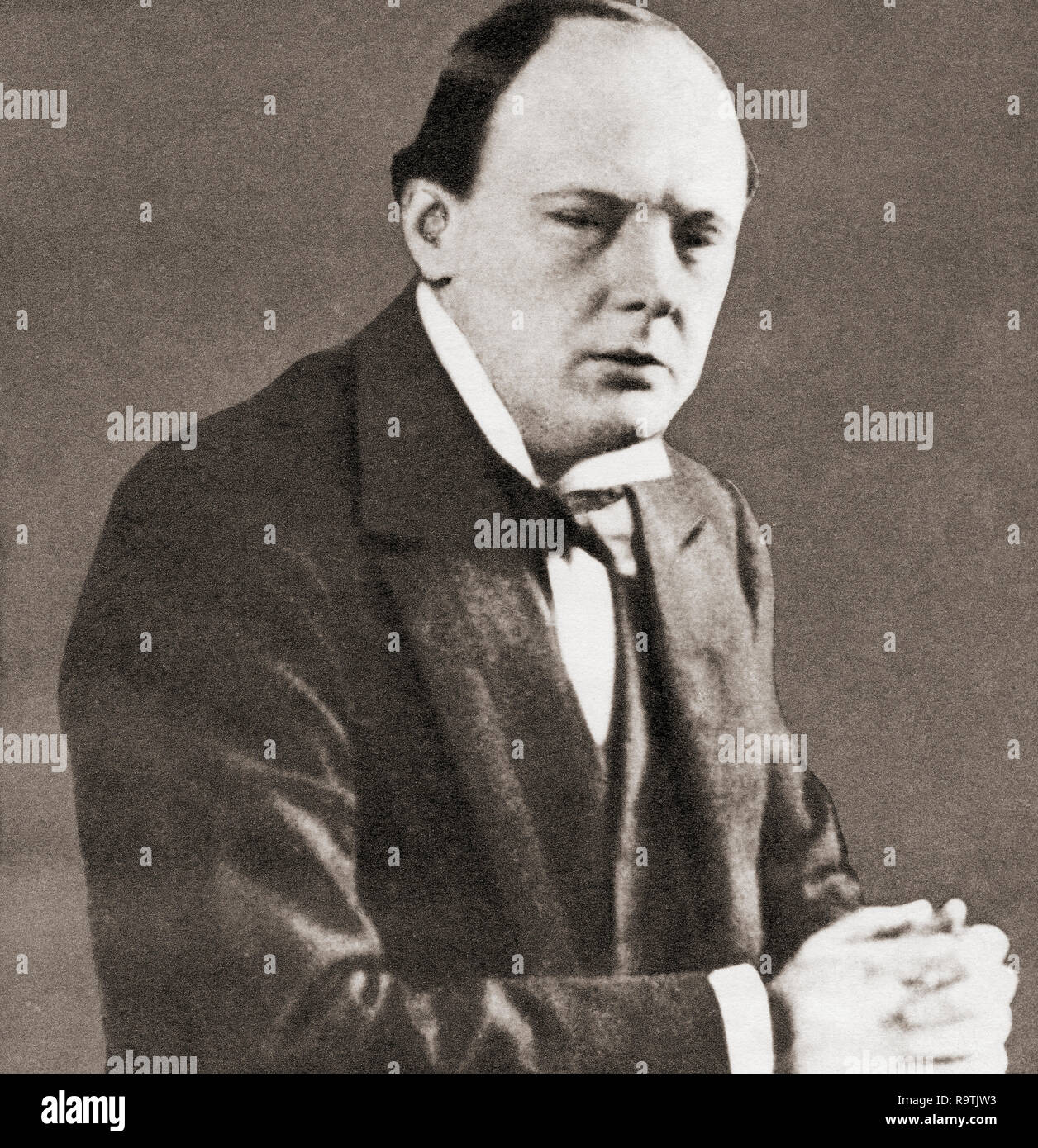 Winston Churchill seen here in 1911 giving evidence at the enquiry after the Sidney Street affair.  Sir Winston Leonard Spencer-Churchill, 1874 –1965. British politician, statesman, army officer, and writer, who was Prime Minister of the United Kingdom from 1940 to 1945 and again from 1951 to 1955. Stock Photo
