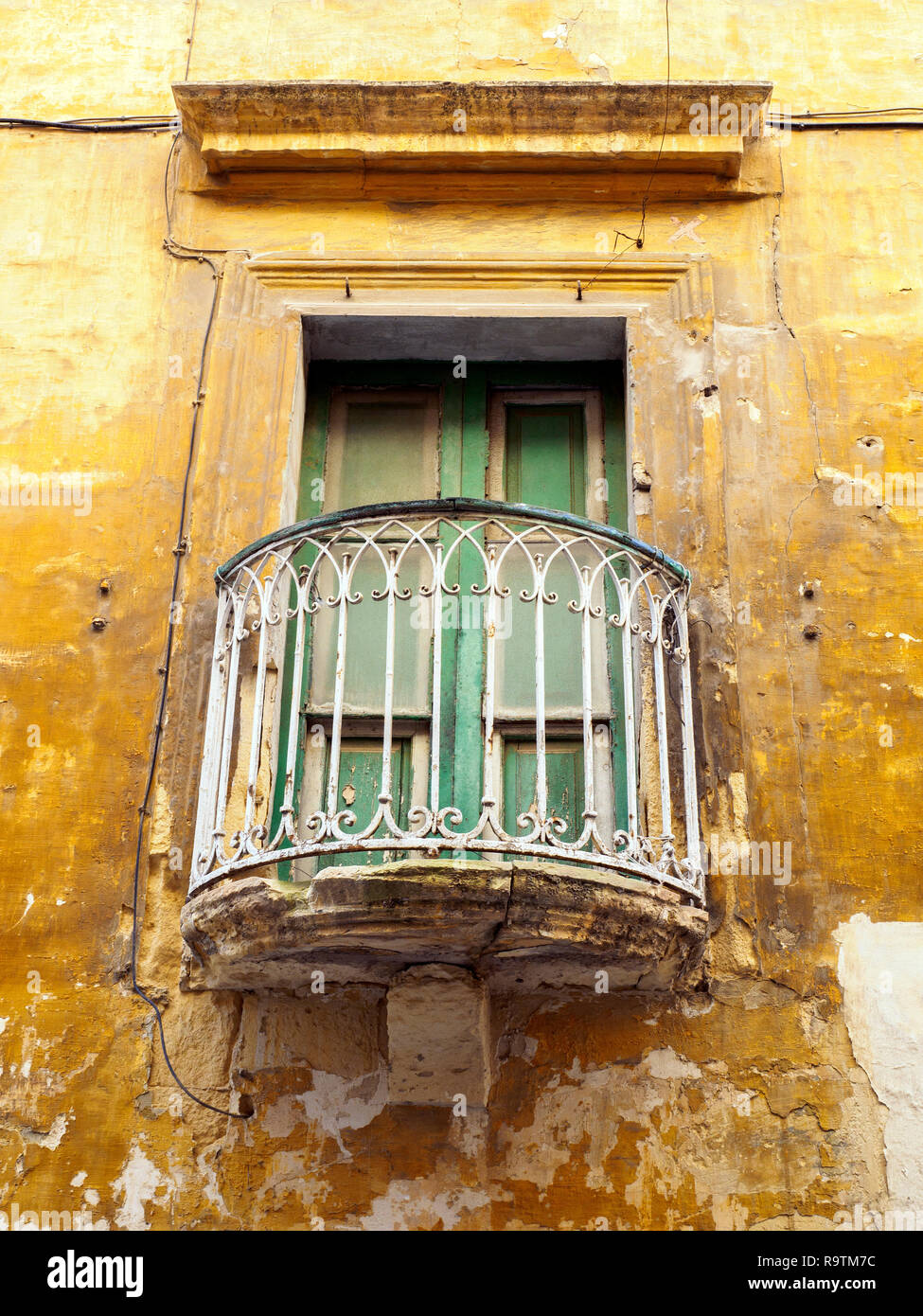 Window with balcony - Valletta, Malta Stock Photo