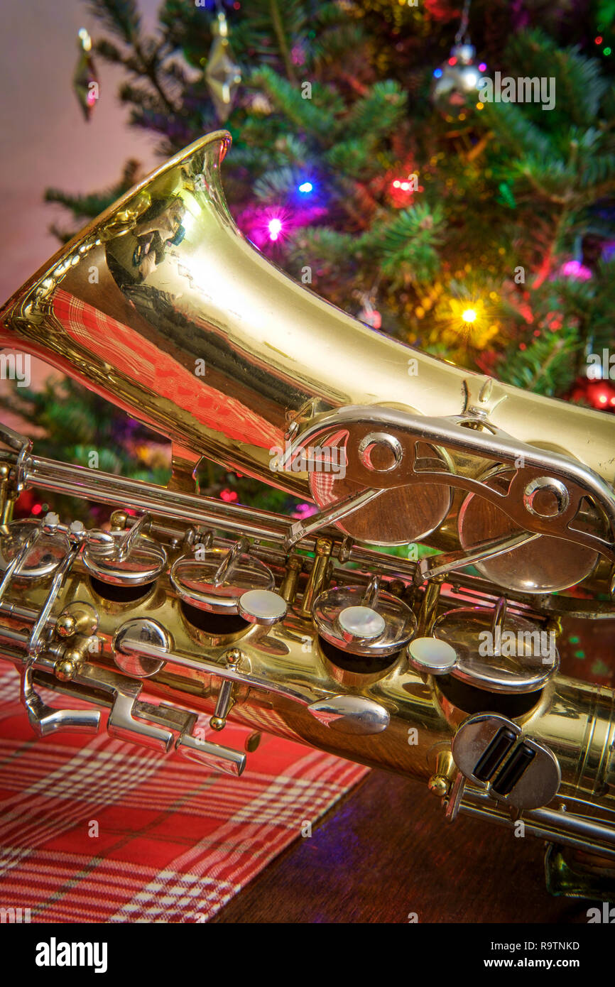 Musical instrument christmas tree ornaments hi-res stock photography