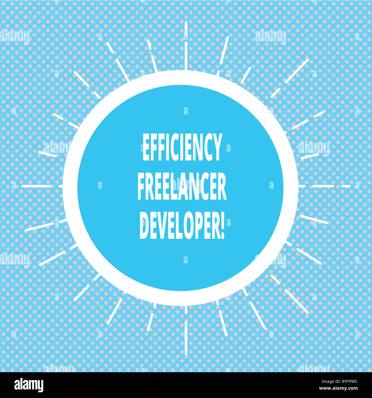 Handwriting text writing Efficiency Freelancer Developer. Concept meaning ensure projects run smoothly and efficient Circle with Border and Thin Beam  Stock Photo