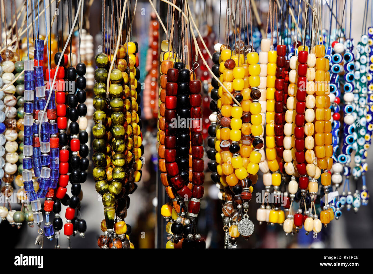 Worry beads in Flea Market, Athens, Greece Stock Photo