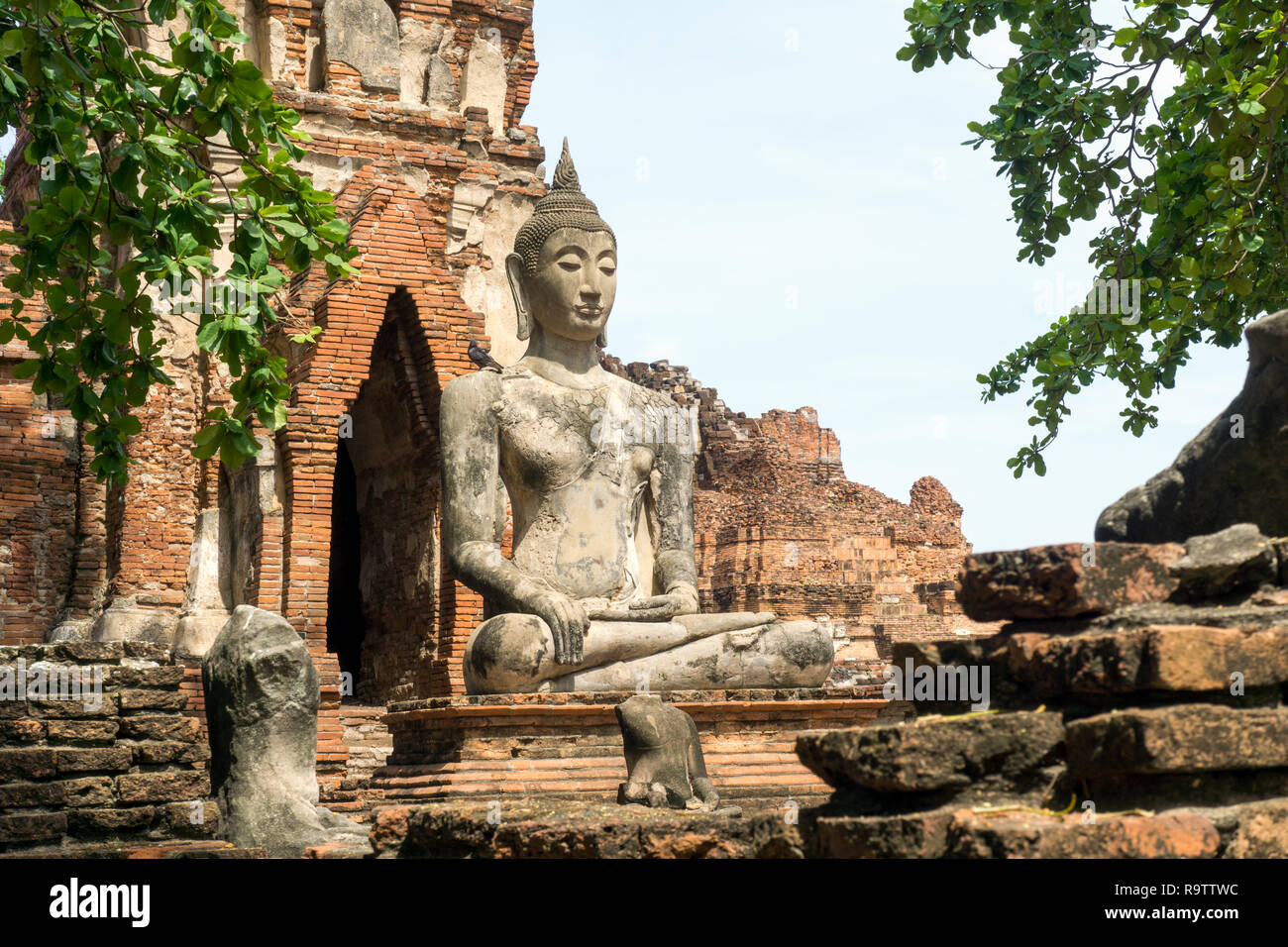 Ayutthaya Ancient Ruins in Thailand, UNESCO World Heritage Site Stock Photo