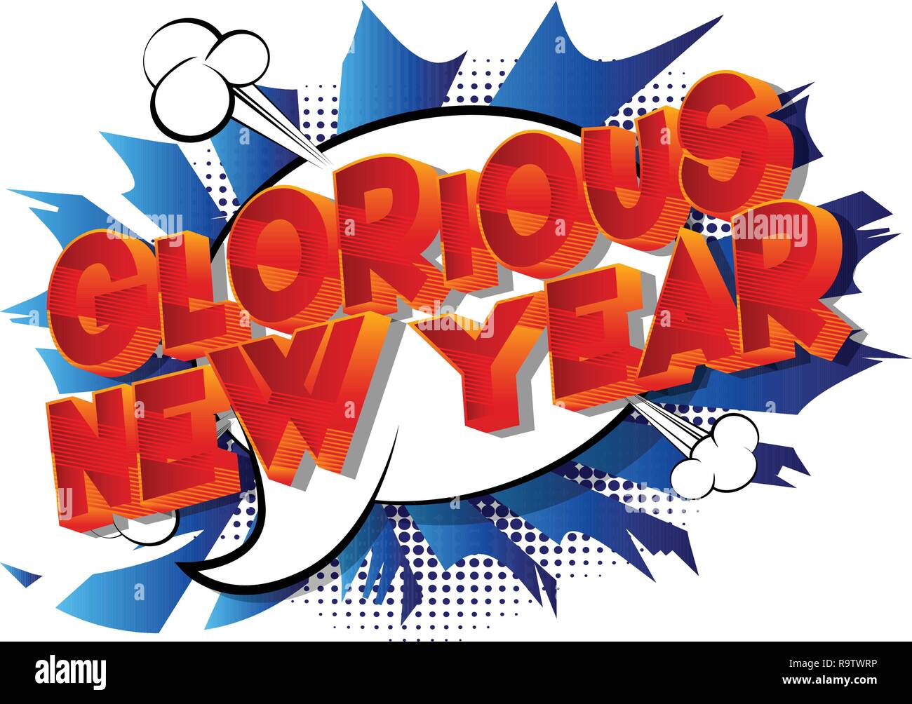 Glorious New Year - Vector illustrated comic book style phrase on abstract background. Stock Vector