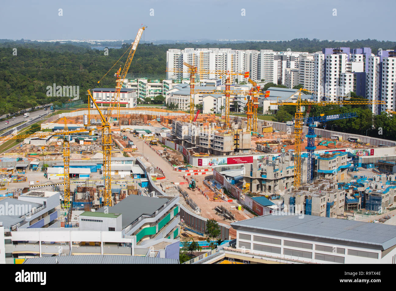 Aerial perspective of building HDB housing estate at Bukit Panjang area