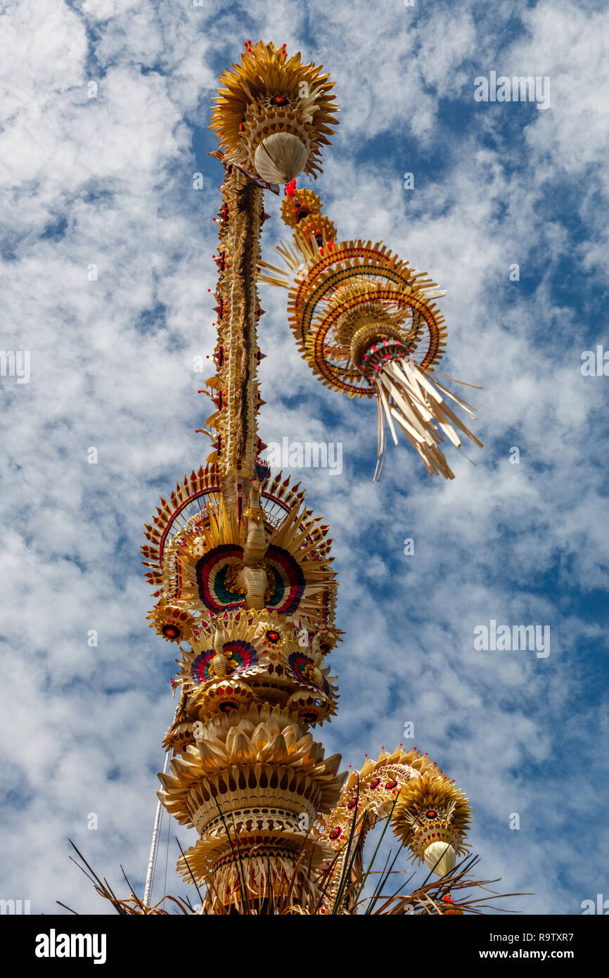 Penjor poles for Galungan celebration, Bali Island, Indonesia Stock