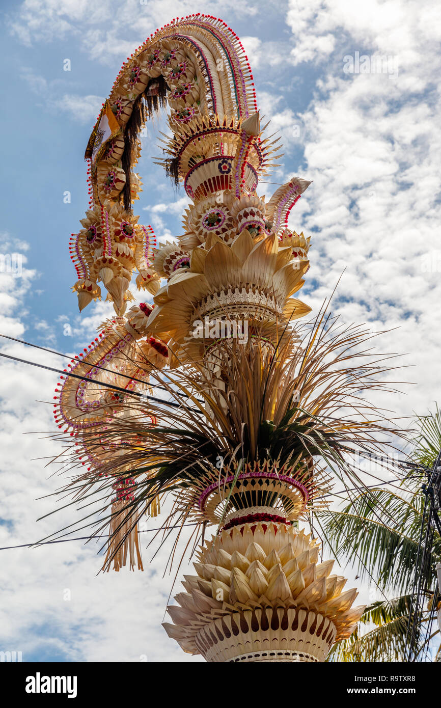 Penjor poles for Galungan celebration, Bali Island, Indonesia Stock Photo -  Alamy