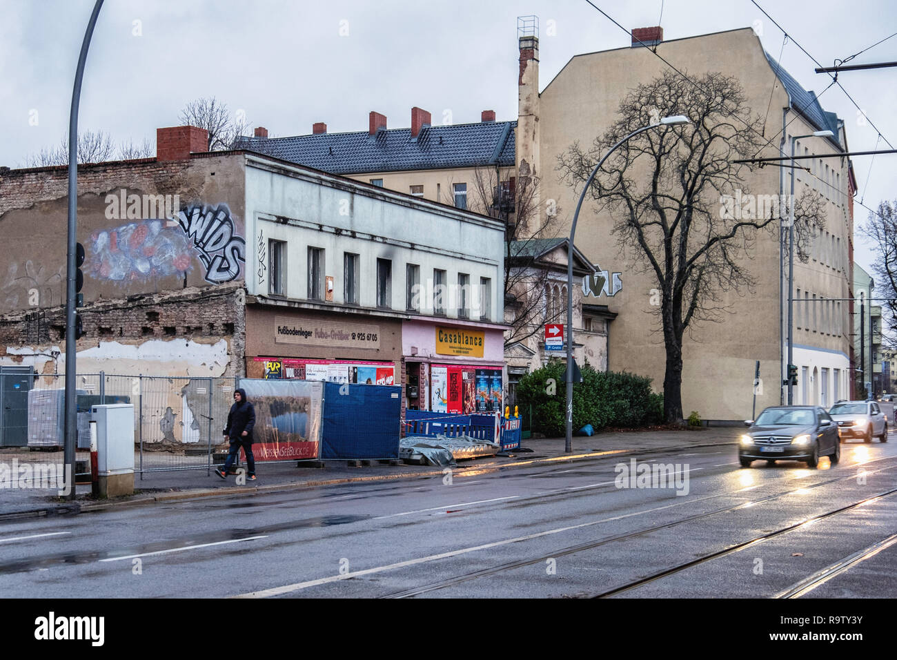 Berlin, Weissensee . Berliner Allee street view old buildings Stock