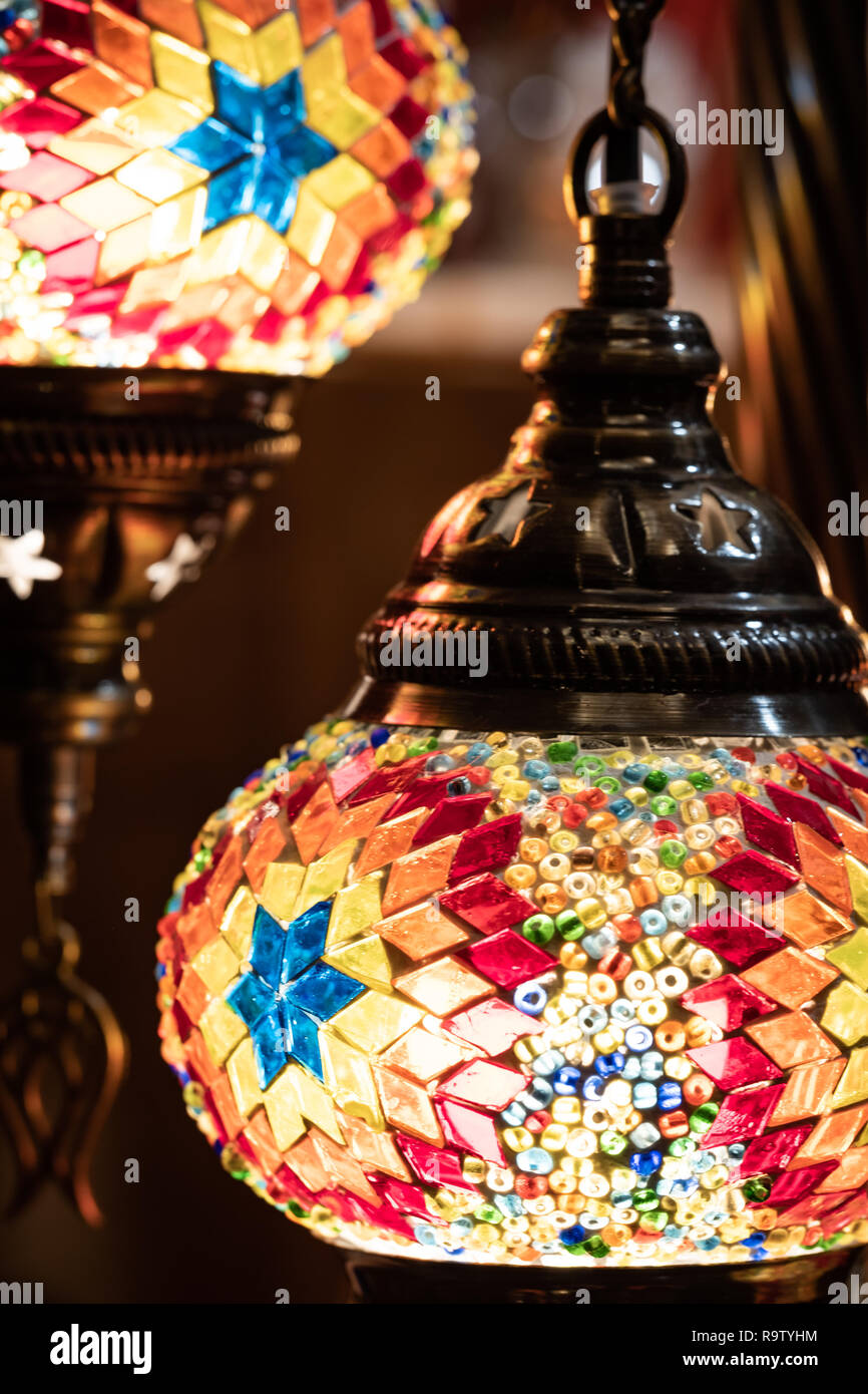 Traditional colourful Turkish lamps on sale at Bath Christmas market Stock  Photo - Alamy